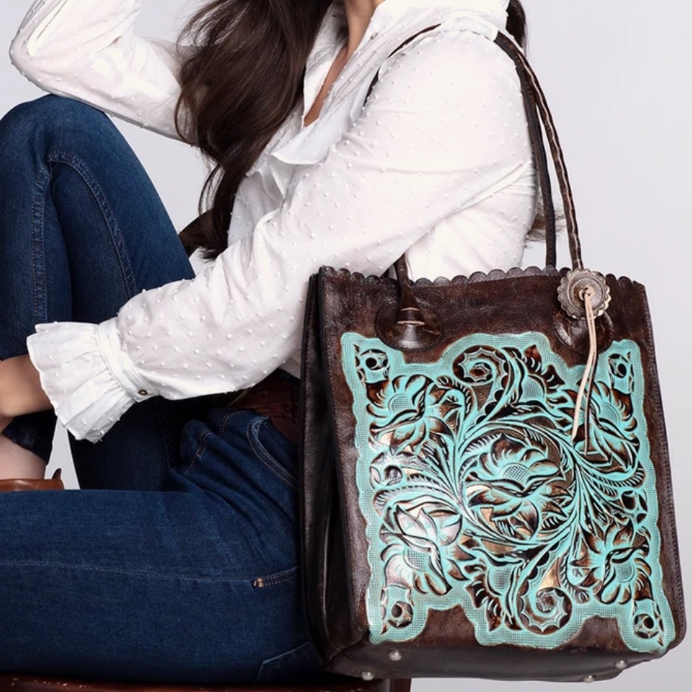 Patricia Nash Turquoise Tooled Cavo Bag